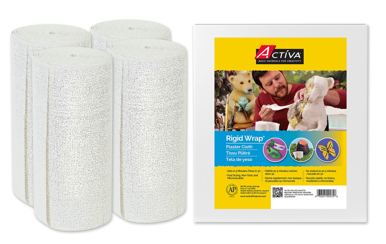 Activa Rigid Wrap Plaster Cloth Bulk Pack, 12-in X 50-ft Roll, 4/Pack